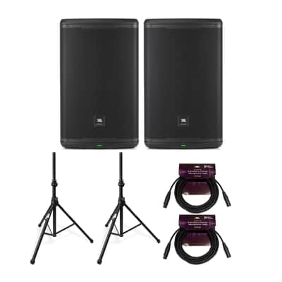 JBL Professional EON715 15in Bluetooth Loudspeaker Pair with Stands Bundle image 1