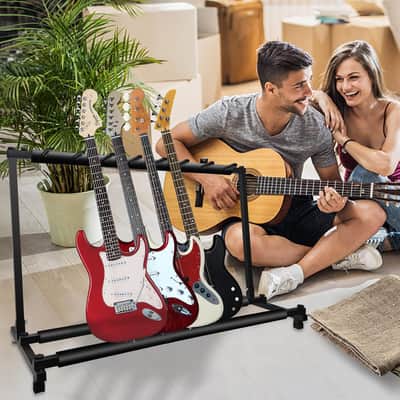 Multi Guitar Stand, 7 Guitar Stand Rack, Folding Guitar Stand, Guitar Rack for Multiple Guitars for Acoustic, Electric Guitar, Bass, Guitar Holder Stand, Multiple Guitars Display (7 Holder) image 2