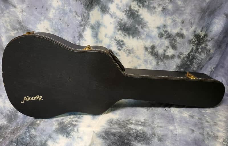 Vintage Alvarez Branded 16 inch Black Tan Plush Interior Hard Shell Guitar Case image 1