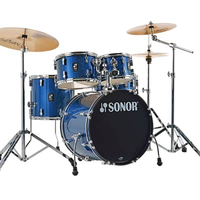 Sonor AQX Studio Drum Set w/ Hardware & Cymbals - Blue Ocean Sparkle image 2