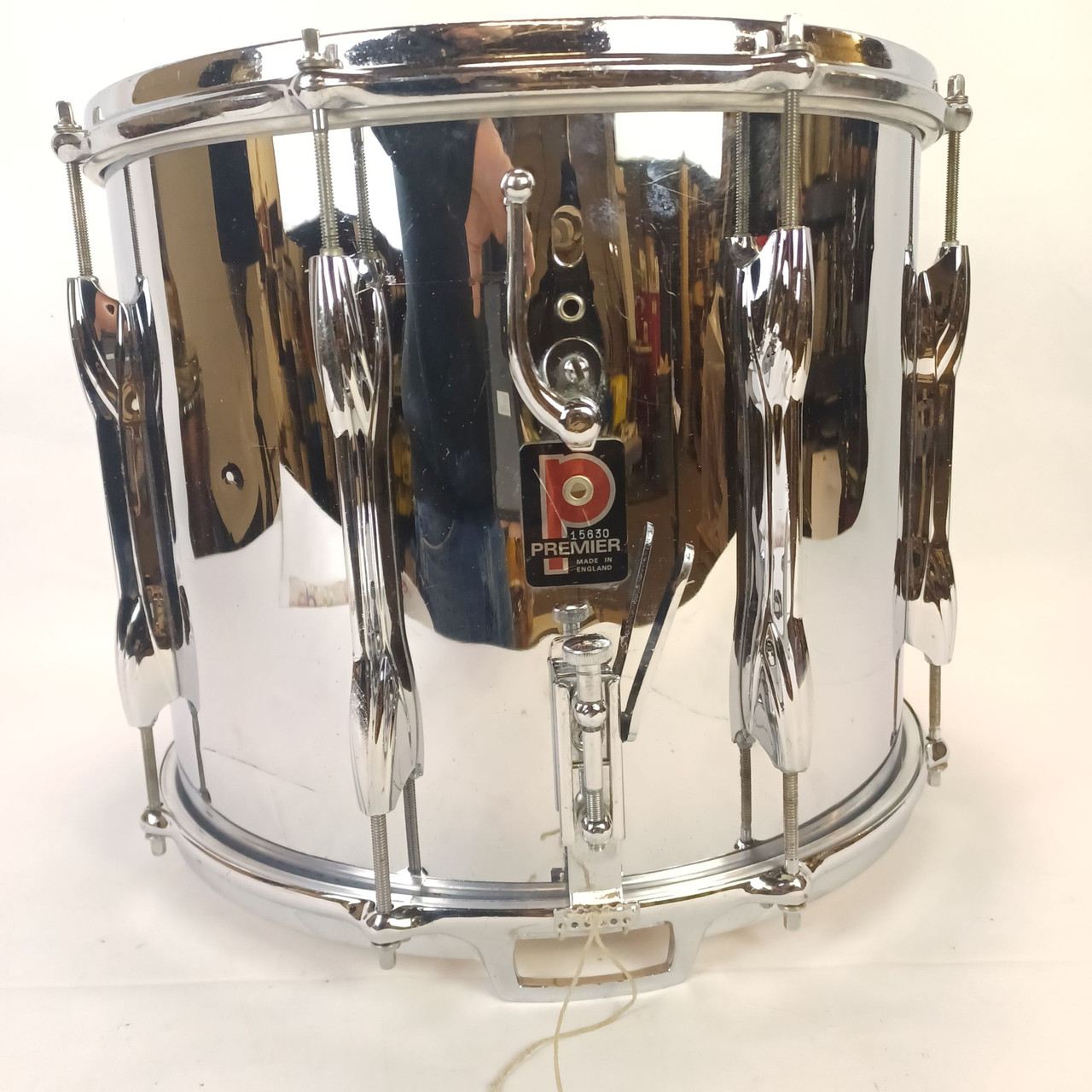 Premier 12x14" Marching Snare Drum Dual HIFI+Top-Parallel Throw-Off Chrome Shell — main photograph