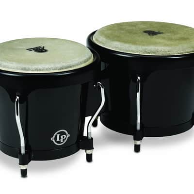 LP Aspire Fiberglass Bongo Set, Black with Black Hardware (LPA601F-BK) image 1