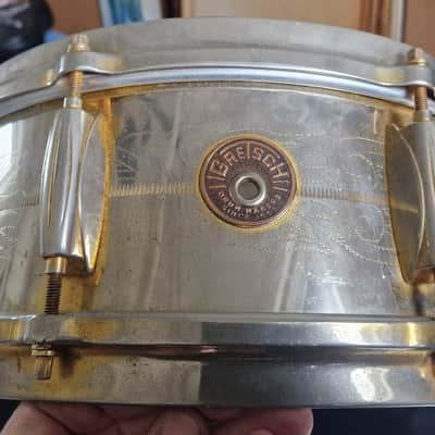 Extremely Rare Gretsch 4160G Round Badge COB Snare – 24k Gold Plated, image 7