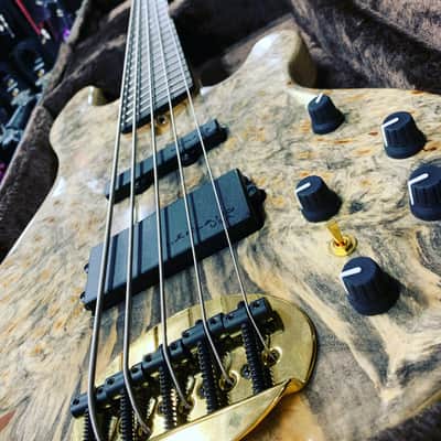 Lakland 55-94 US Custom Deluxe Buckeye Burl over Ash, Ebony Board, Gold Hardware image 2