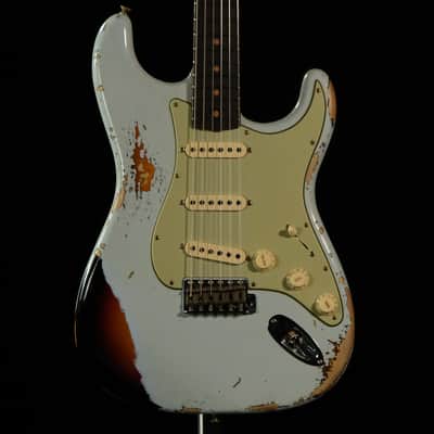 2023 Fender Custom Shop 1960 Stratocaster Heavy Relic - Aged Sonic Blue Over 3-Color Sunburst image 1