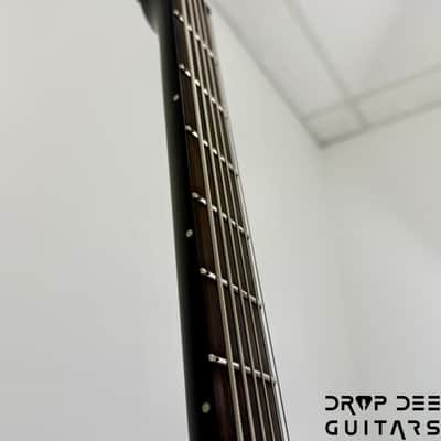 ESP LTD M-6 Evertune 30" Baritone Black Metal Electric Guitar - Black Red Burst Satin image 10