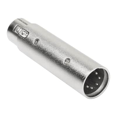 XLR 3 Pin Female to XLR 5 Pin Male Adapter Connector Gender Changer，Anodized Aluminum Adapter with Lock Release Button（Sliver-1PCS image 3