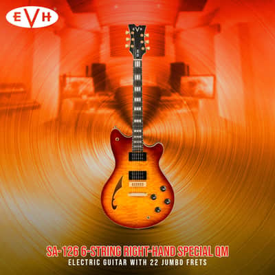 EVH SA-126 6-String Right-Handed Special QM Electric Guitar with 12 to 16-Inch Compound Ebony Fingerboard, 22 Jumbo Frets and Triple Block Inlays (Tobacco Burst Ebony) image 2