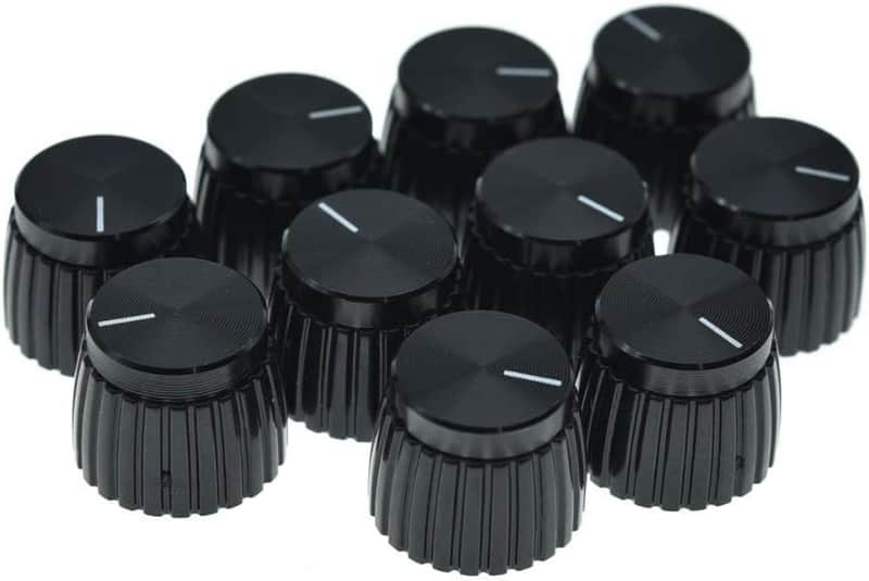 10pcs Guitar AMP Amplifier Push on fit Knobs Black with Black Cap for Marshall Amplifiers with 6mm diameter Pots image 1