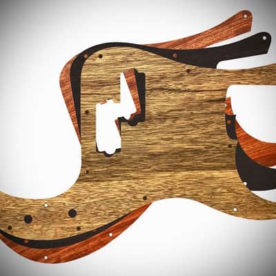 Van Dyke-Harms Fender Precision Bass Pickguard, Single, Many Exotic Hardwoods, 10 or 13 hole, P-Bass image 1