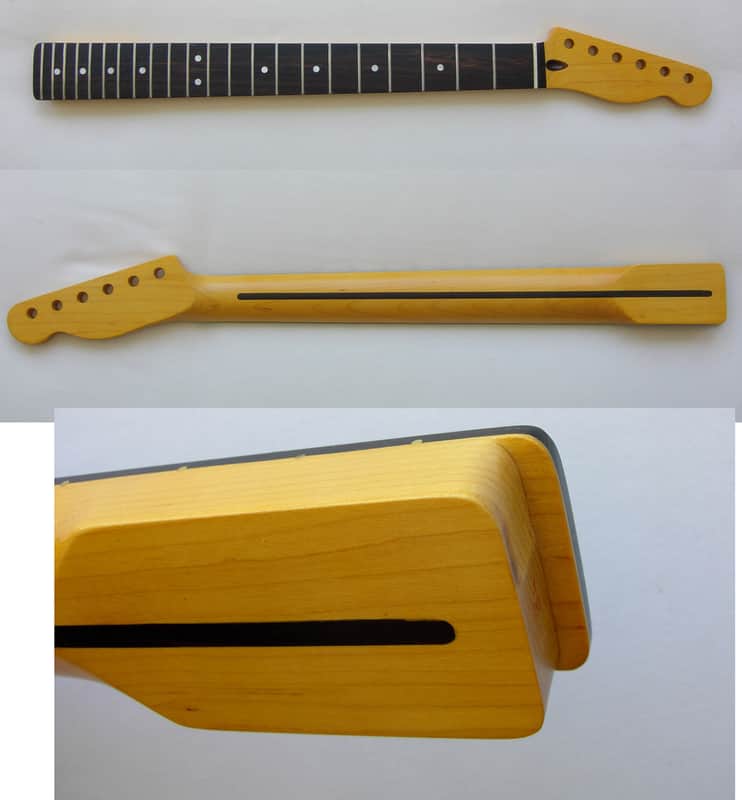 TELECASTER Neck-1 11/16ths (43mm)Nut Width /MOP / 22 Med Jumbo Frets /Rosewood Insert, w/Warmoth Bone Nut (fits Fender TELE image 1