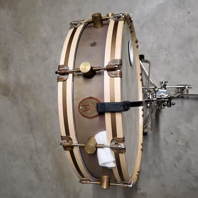 A&F Drum Co. Gunshot Snare 2021 Raw Brass With Wood Hoops image 2