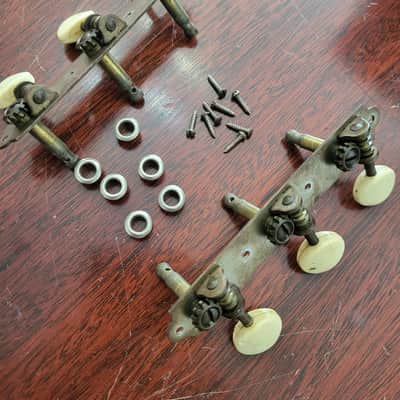 1960s Waverly white button tuners 3x3 Great Set!! image 4