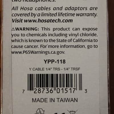 Hosa Technologies YPP-118 Y Cable 1/4 in TRS to Dual 1/4 in TRSF image 2