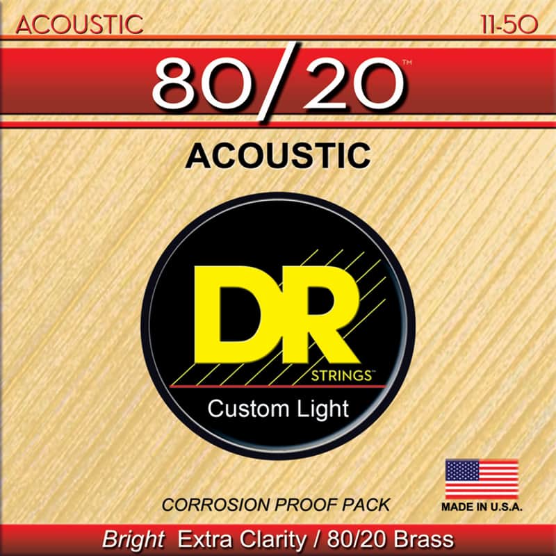 DR Strings Hi-Beam 80/20 Acoustic Guitar Strings - .011-.050 Custom Light image 1