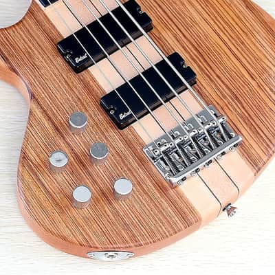 Zebra Wood Top Left Hand 5 String Bass, Maple Neck Through, Rosewood Fingerboard image 3