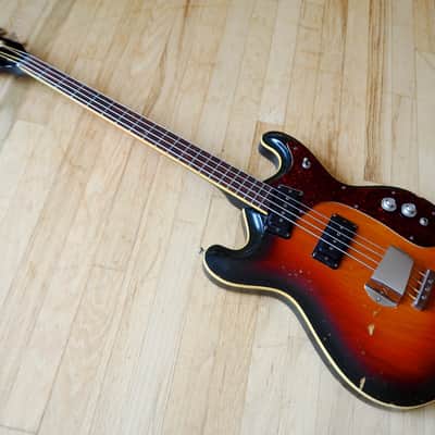 1966 Mosrite Joe Maphis Vintage Hollowbody Electric Bass Guitar Sunburst image 14
