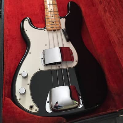 1975 LEFTY Fender Precision Bass Black with White Pickguard image 1