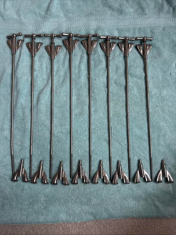 Ludwig 8 Bass Drum Bow Tie Tension Rods and Claws - Transition Badge era 50s 60s - Nickel image 1