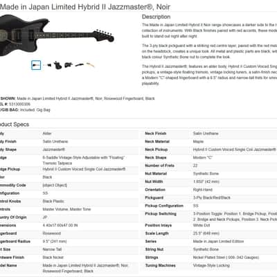 Fender Limited Edition Hybrid II Jazzmaster 2025 - Noir image 4