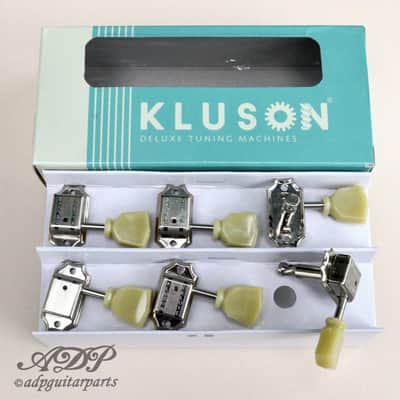 Vintage Kluson nickel 3+3 Tuners Keystone simple ring Button image 3