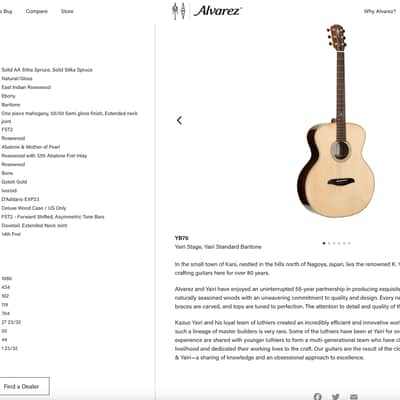 2019 Alvarez Standard Series Yairi YB70 Baritone - Natural image 7