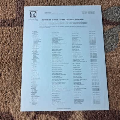 Vintage 1971 Ampeg Authorized Service Center List! Rare, Original Case Candy, Paperwork! image 1