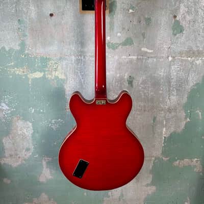 Ventura 335 Style Electric Guitar with Hardshell Case 1973-75 - Transparent Flamed Red image 12