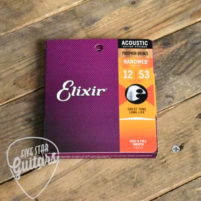 Elixir 16052 Phosphor Bronze Nanoweb Coated Acoustic Guitar Strings Light 12-53 image 2