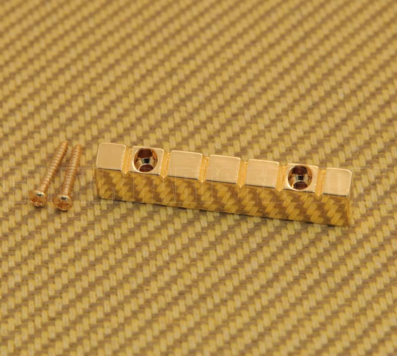 NUT-N-2GD Gold 6-string Lap Steel Style Raised Guitar Nut w/ Screws 47mm image 1
