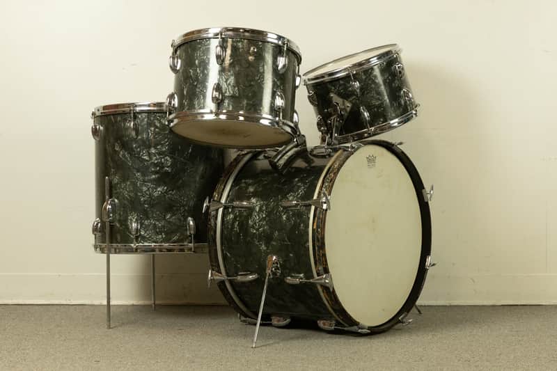 1962 Slingerland Black Diamond Pearl "Double Rail" Drum Set image 1