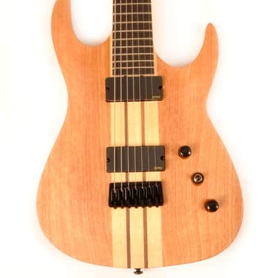 Agile 7 String 28" Scale Baritone Electric Guitar with EMG Pickups Septor Elite 728 EB EMG Natural Mahogany image 2