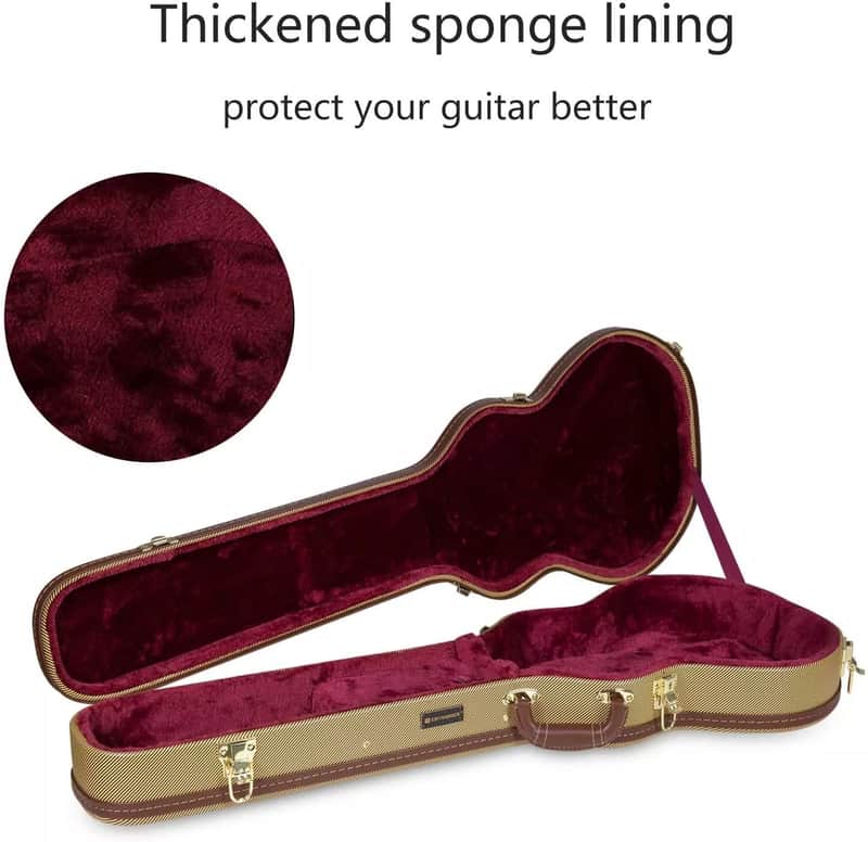 Premium Electric Guitar Case for Les Paul | Semi-Vintage Arched Hardshell Design with Deluxe Gold Latches | Fits Most Les Paul Models image 1
