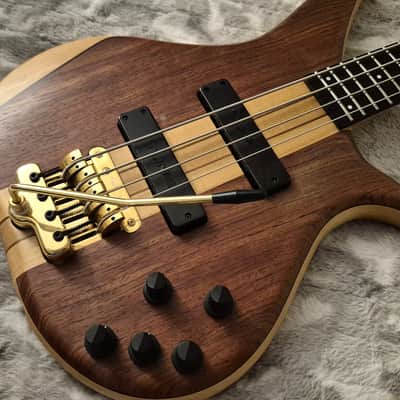 TUNE Japan TWXT-4 Tremolo Bass - 2000s - Locking Tuners - Neck-Thru - Active - Whammy Bar - MIJ -  4-String Bass - Natural Walnut image 17