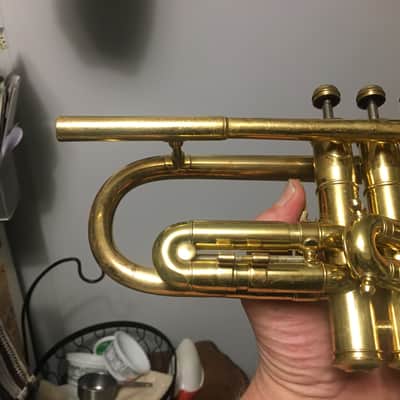 SUMMER DEAL CONN TRUMPET RARE 8B 1934 GUSTAT SYMPHONY GRAND COMPRESSION FINE NO BAD DENTS OR PRIOR REPAIRS , OK CASE , MUTES , MOUTHPIECE image 19