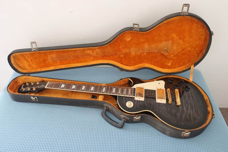 2008 Epiphone Les Paul Ultra II LP Guitar Midnight Ebony Vintage Aspen Guitar Case Included Near Mint image 1