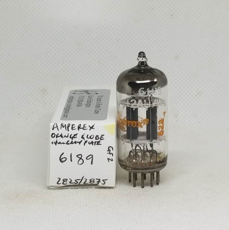 Amperex Orange Globe 6189 Short Gray Plate Well Balanced (1.7%) Single NOS 12AU7 12AU7A ECC82 image 1