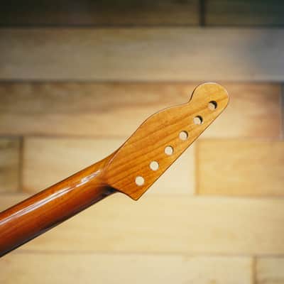 Telecaster Neck – Roasted Maple & Blackwood | 22 Frets | Light Gloss Finish | Bone Nut image 2