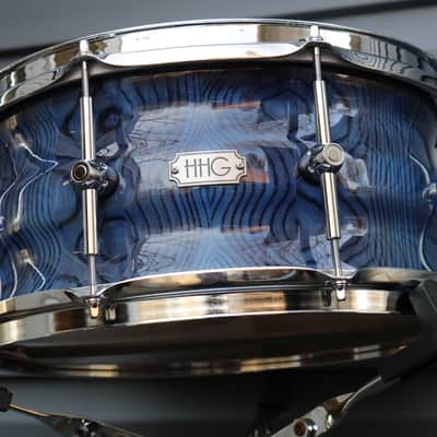 HHG Drums 14x7 Contoured Ash Stave 2022 Ocean Blue High Gloss Lacquer image 6
