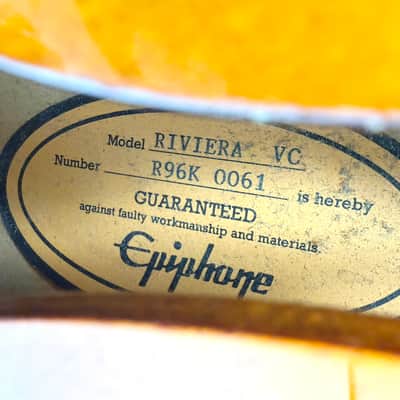 1996 Epiphone Riviera (Peerless Korea) - Vintage Sunburst image 9