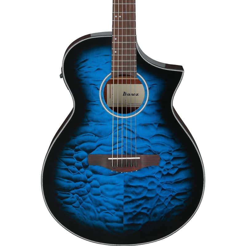 Ibanez AEWC16QA Auditorium Acoustic-Electric Guitar Transparent Blue Sunburst image 1