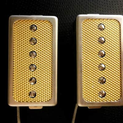 Q pickups Humbucker Sized P90s Set GOLD FOIL Raw cover PAF Fits Gibson Epi Greco Ibanez P90 Tone image 4