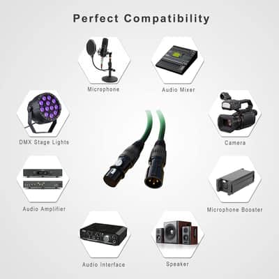 XLR Cables, Microphone Cable Male to Female 25ft 6Pack, XLR Speaker Cable Gold-Plated 3-Pin for Microphone, Mixer, Recording Studio- 25 Feet, 6 Color Pack image 2