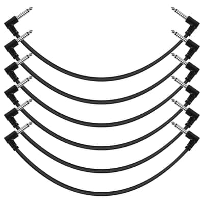 12 Inch Guitar Patch Cables 6 Pack, 1/4" Right Angle Guitar Effect Pedal Board Patch Cable, Noise Free And Long-Lasting Patch Cords For Pedals, Black image 1