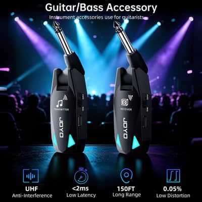 JOYO Wireless Guitar System UHF Transmitter Receiver 6 Channel <2ms Low Latency 150ft Long Range Rechargeable for Guitar Bass 6.35mm Mono Audio Cordless (JW-08) image 2