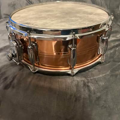 Slingerland- 5x14" Sound King, Lacquered Brass, 10-Lug Snare Drum 1980s image 1