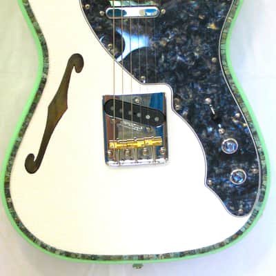 Custom Designed & Crafted - Surf Green Tele Thinline style/African Turquoise Stones - RSG Serial #058 2024 image 3