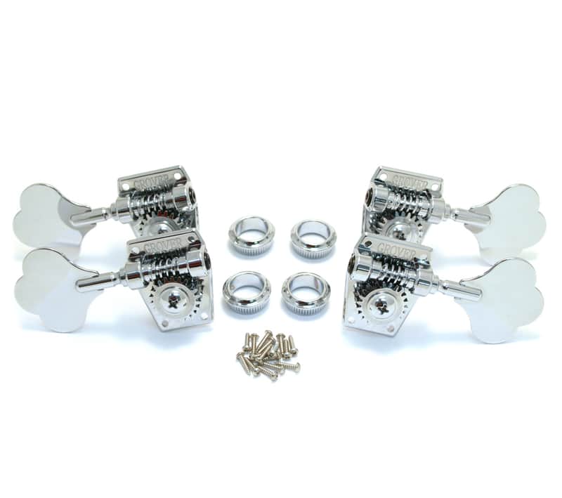 Grover 2+2 Chrome Vintage Style Cloverleaf Bass Tuners Machine Heads 142C image 1