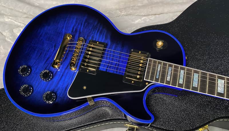 Immagine NEW! Gibson Dealer Select Custom Shop Les Paul Custom Blue Widow AAA Figured Flame Top - Authorized Dealer - 10.25lbs - G07682 - 1