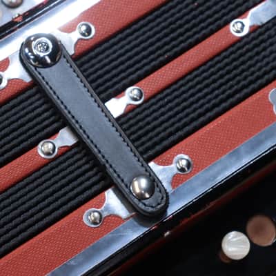 Gagné & Frère 1-Row 2-Bass 10-Treble Button "D" Red & Black Diatonic Accordion w/Case image 16